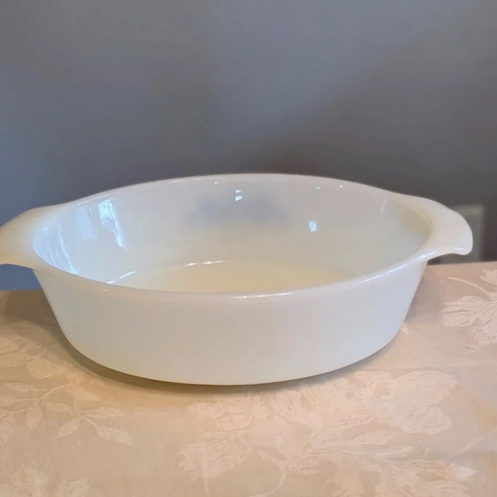 VTG Anchor Hocking Fire King Casserole Dish w/ Lid #433 Blue Flower